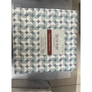 South Point Home Fashions Twin Twin XL 4 Piece Sheet Set Blue Geometric 1019729